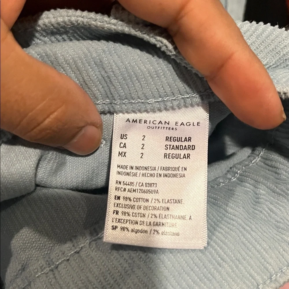 American Eagle Skirt Women 2 Blue Corduroy Super Hi Rise A Line Super Stretch - Picture 4 of 5